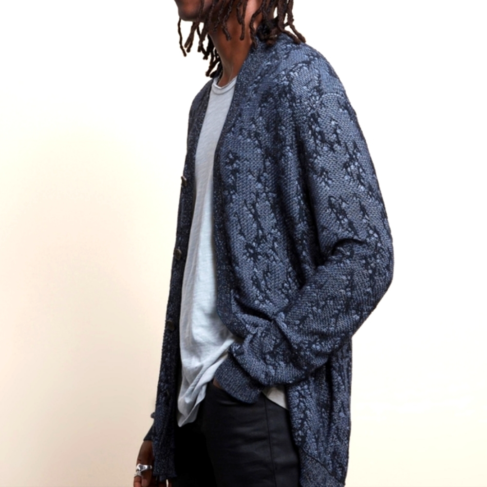 CORDED YARN JACQUARD CARDIGAN